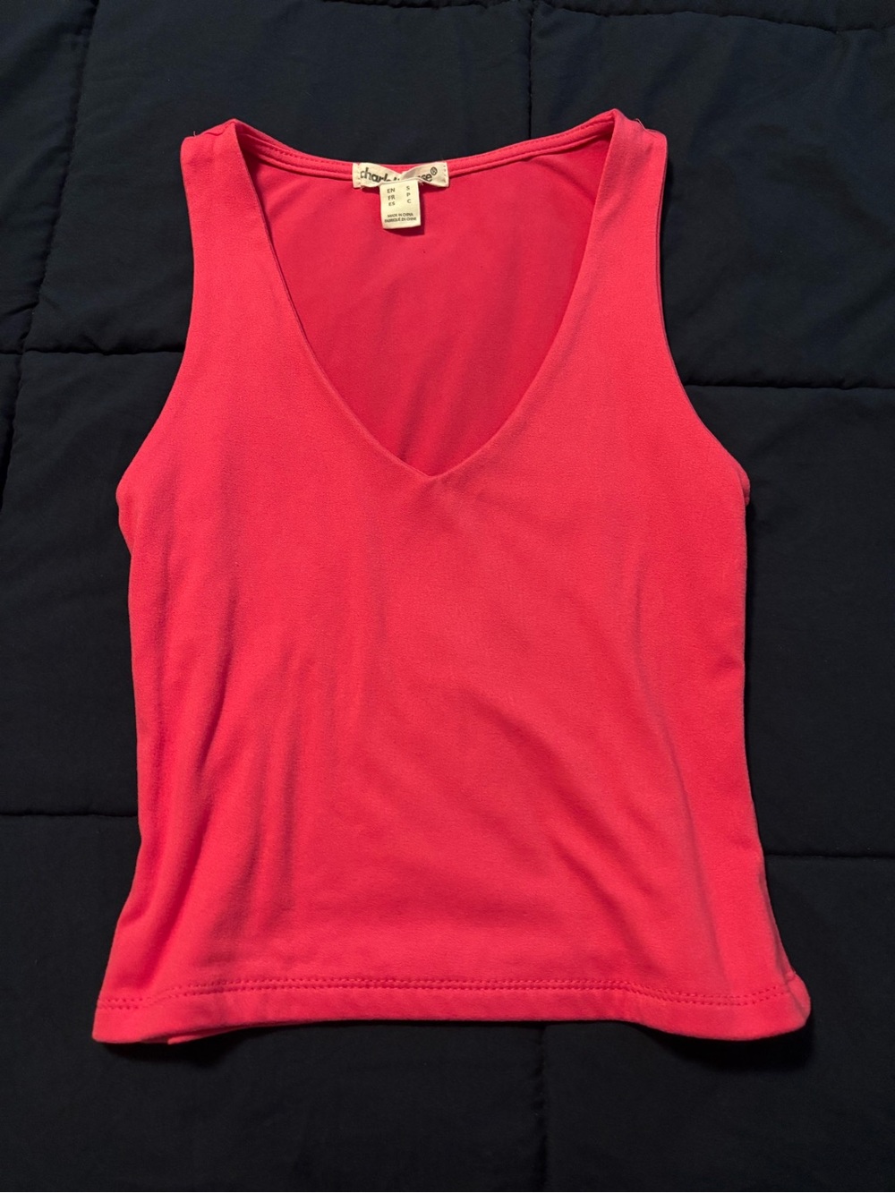 Charlotte Russe Hot Pink V-Neck Tank Top